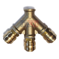 Тройник с ниппельными муфтами и внутренней резьбой 3/8" Тройник с ниппельными муфтами и внутренней резьбой 3/8"